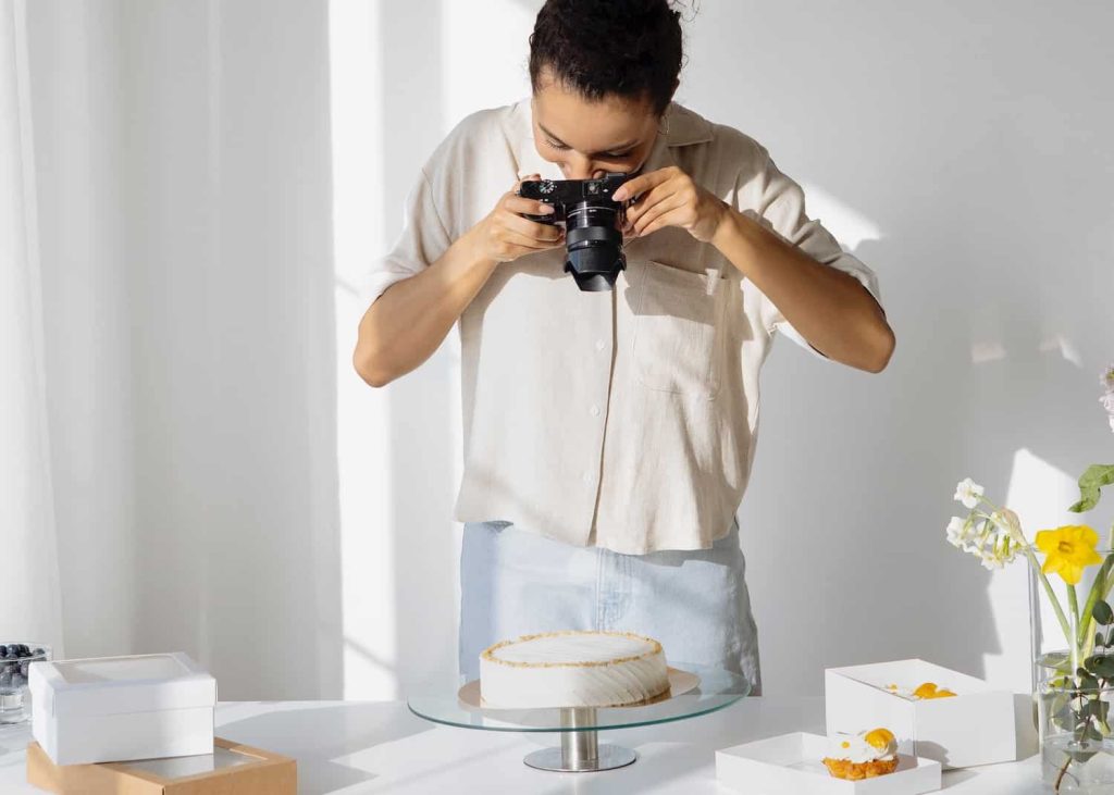 person taking image of product