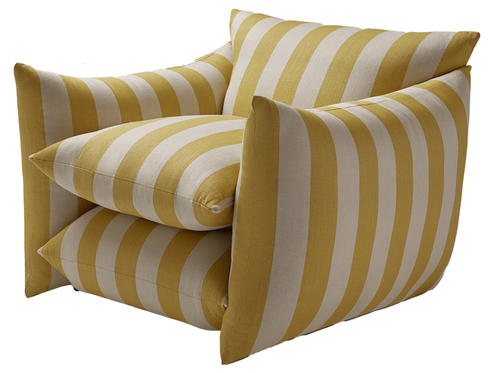 A yellow and white striped chair.